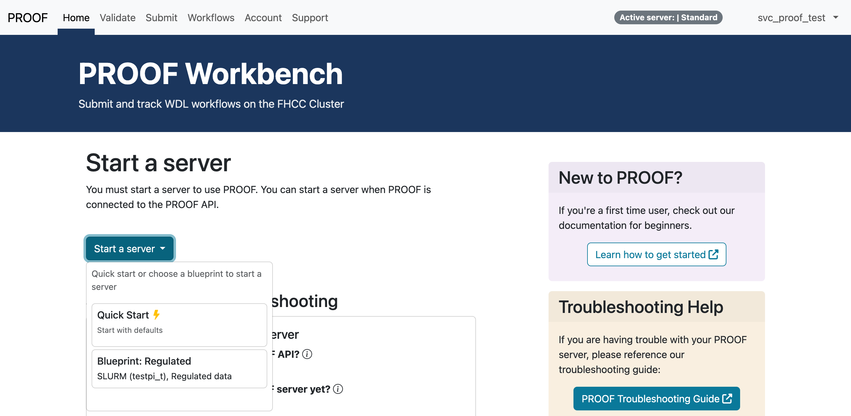 Log in and start your server